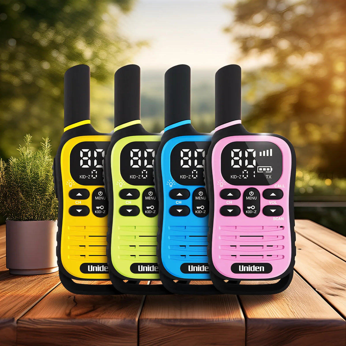 UNIDEN UH45-4 MAX - Ultra-Compact UHF Radio Quad Pack with Kid-Zone Plus and USB-C Charging
