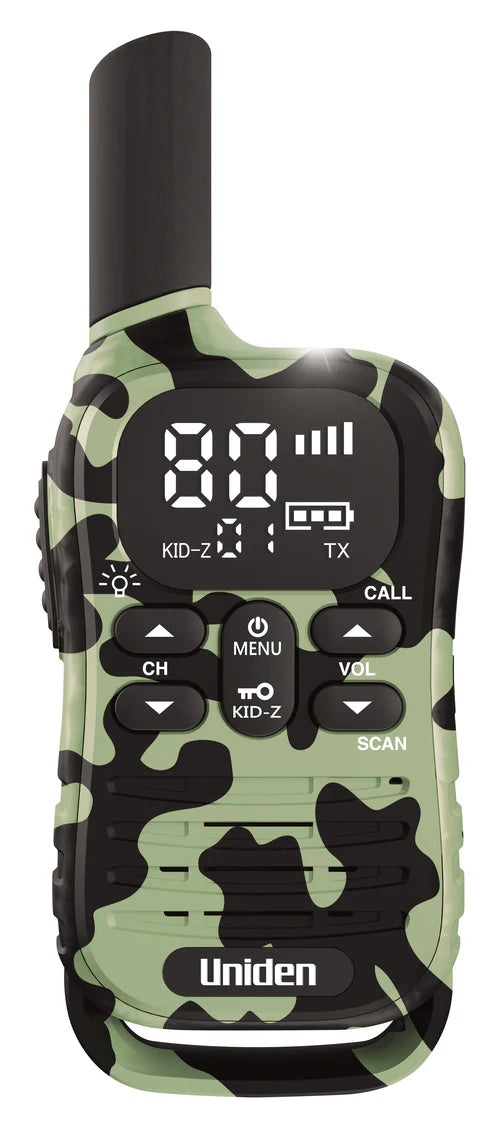 UNIDEN UH45CG MAX - Ultra-Compact UHF Radio in Camouflage Green with Kid-Zone Plus and USB-C Charging
