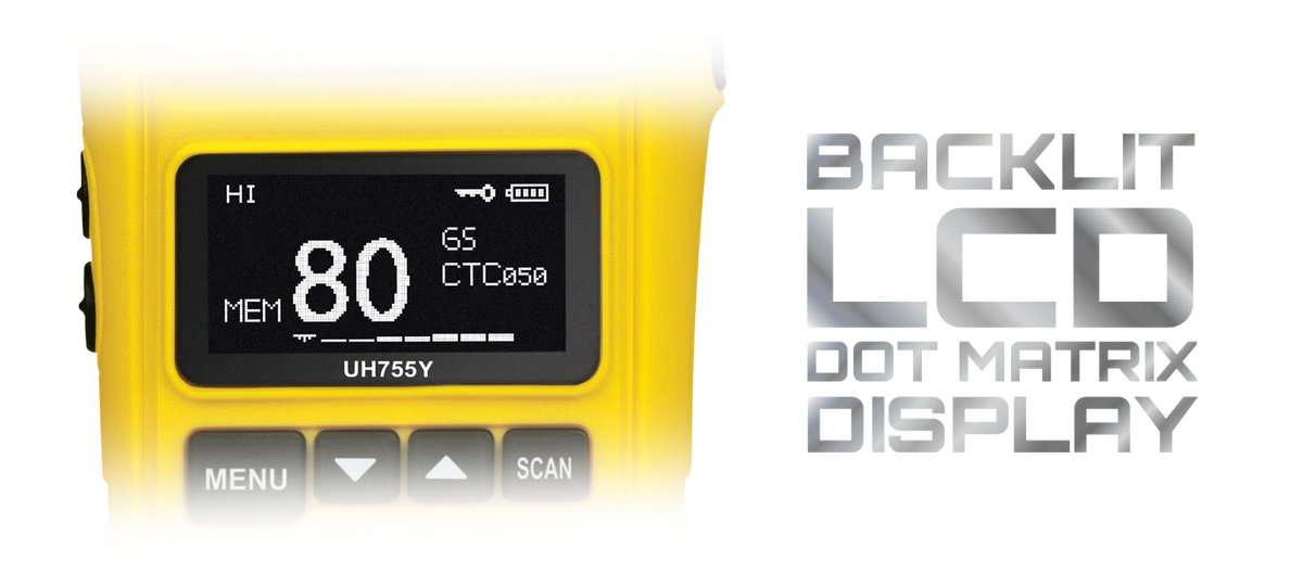 UNIDEN UH755-Y - 5 Watt Splashproof UHF Handheld Radio in Yellow