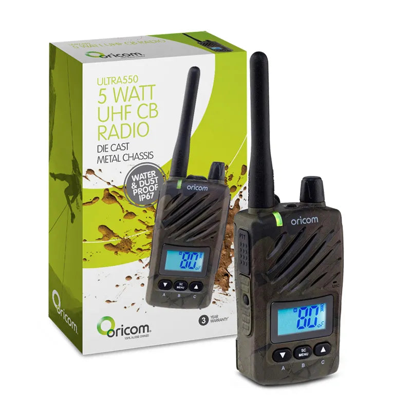 Oricom ULTRA550-1C CAMO Waterproof 5 Watt Handheld UHF CB Radio