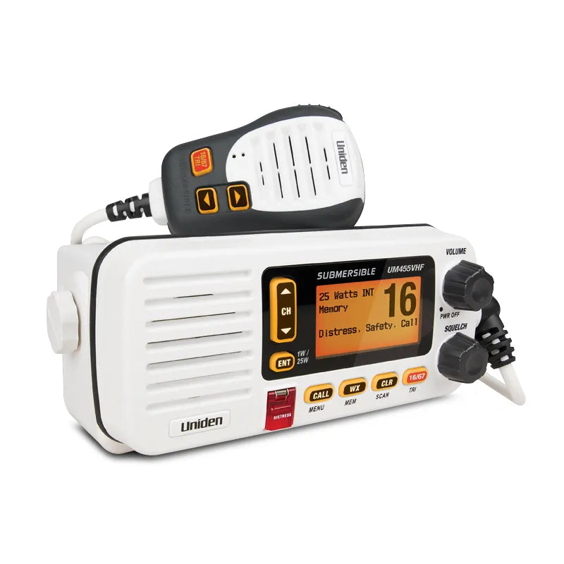 Uniden UM455VHF VHF In-Boat Marine Radio with Submersible Speaker Microphone
