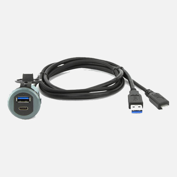 DNA UNIUSB01AC Universal Round Mount USB & Type-C Adaptor Lead Suit Most Cigarette Lighter/Accessory Sockets