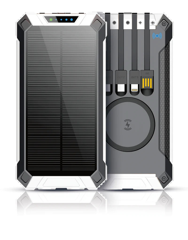 UNIDEN UPP200S - 20000mAh Wireless Solar Power Bank with Built-In Charging Cables