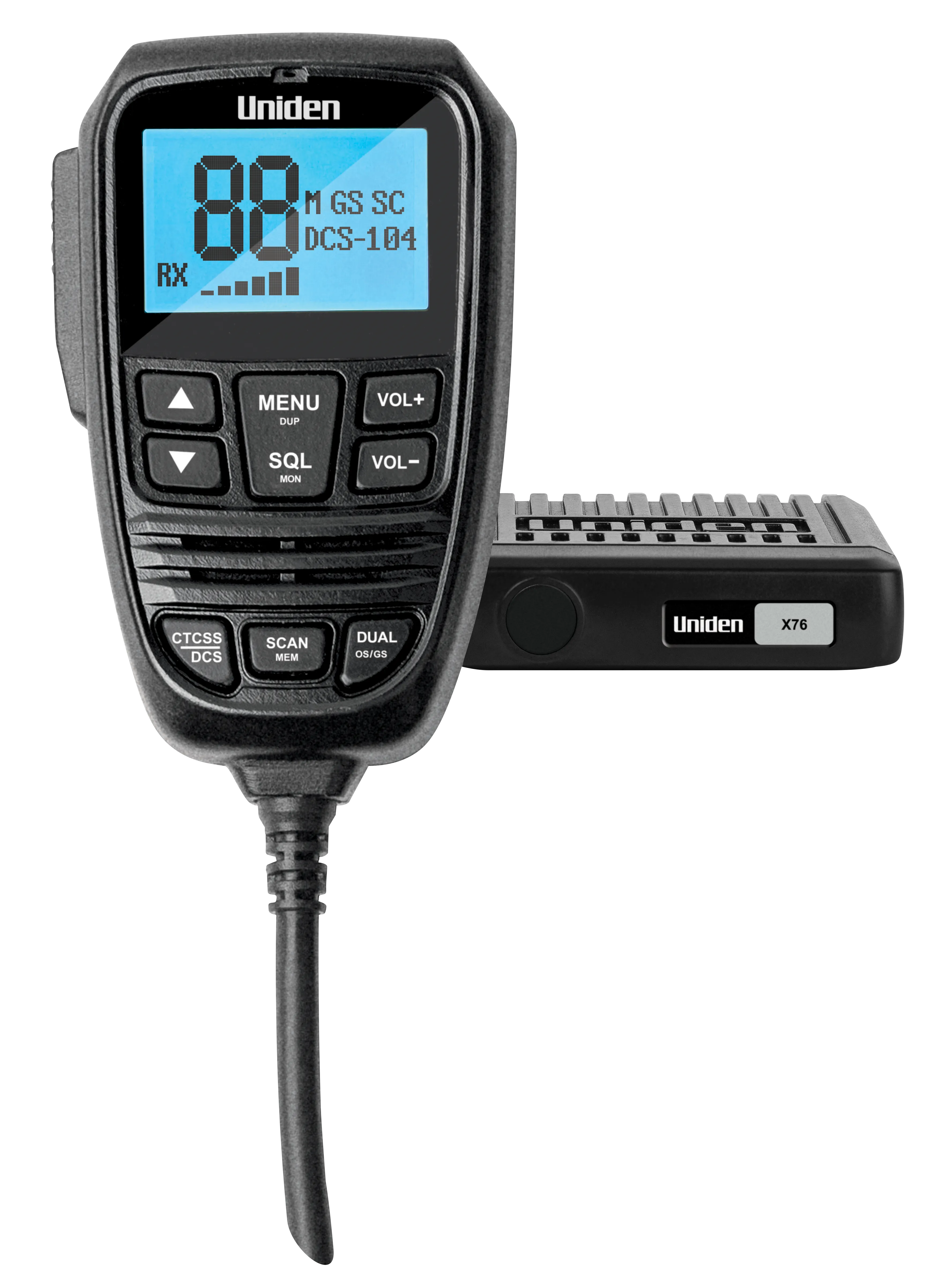 Uniden X76 Mini Compact UHF CB Mobile w/ Remote Speaker MIC & Large LCD Display