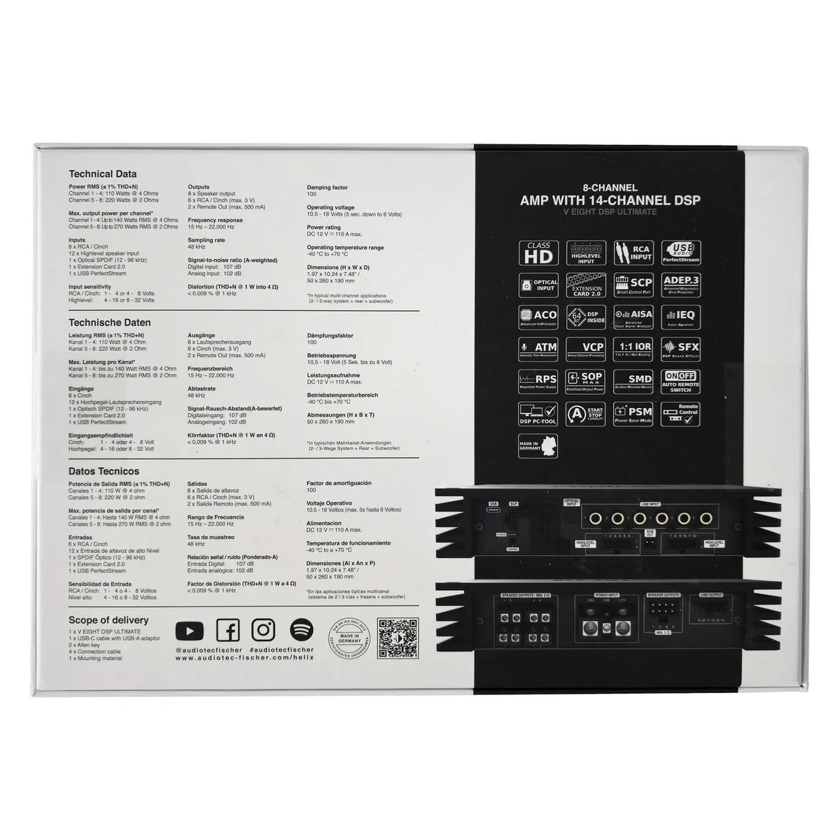 Helix V Eight DSP Ultimate 8-Channel Class HD Amplifier 14ch DSP