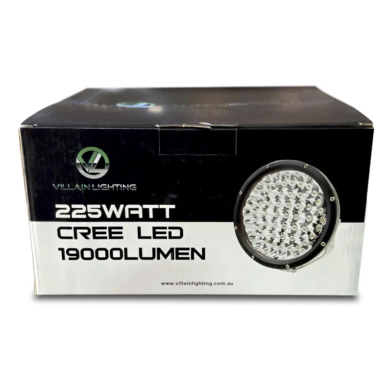 Villain Lighting 9" Pro Driving lights VIL-9DL-225 | 225 Watt Cree LED | 19000 Lumen Spotlight (Pair)