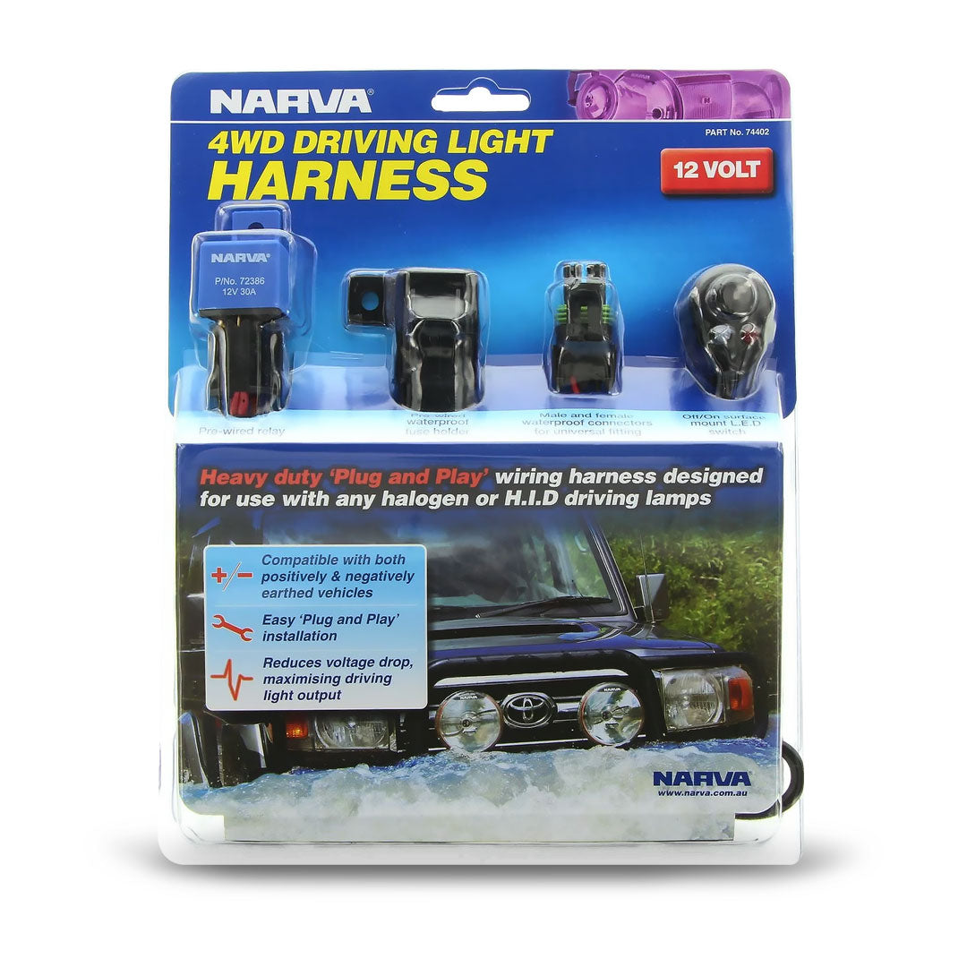 Villain Lighting 9" Pro Driving lights VIL-9DL-225 | 225 Watt Cree LED | 19000 Lumen Spotlight (Pair) with Narva 74402 12V 4WD Driving Light Wiring Harness Package