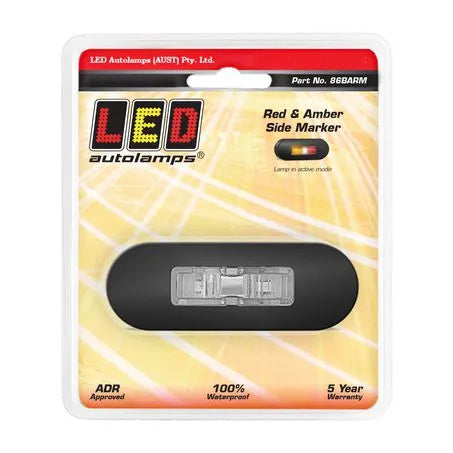 LED Autolamps 86BARM Amber/Red Marker Light - Clear Lens, Black Bezel