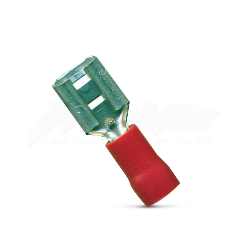DNA WCI112 6.4mm Red Female Uninsulated Spade Crimp Terminals - 100 Pieces