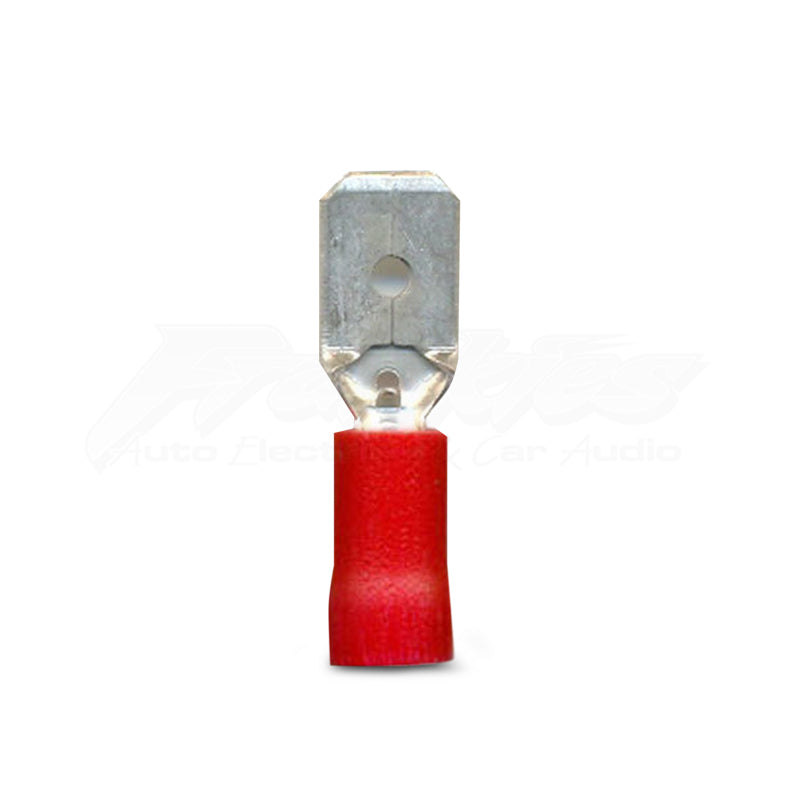 DNA WCI114 6.35mm Red Male Spade Tab Crimp Terminals - 100 Pieces