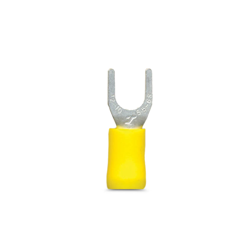 DNA WCI147 6.4mm Yellow Fork Crimp Terminals - 100 Pieces