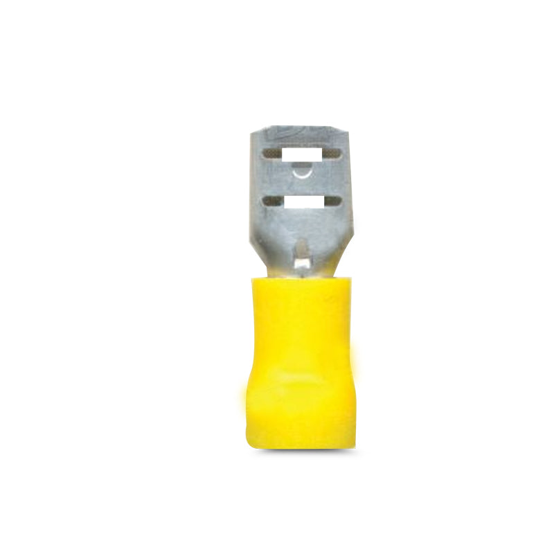 DNA WCI151 6.4mm Yellow Female Uninsulated Spade Crimp Terminals - 100 Pieces