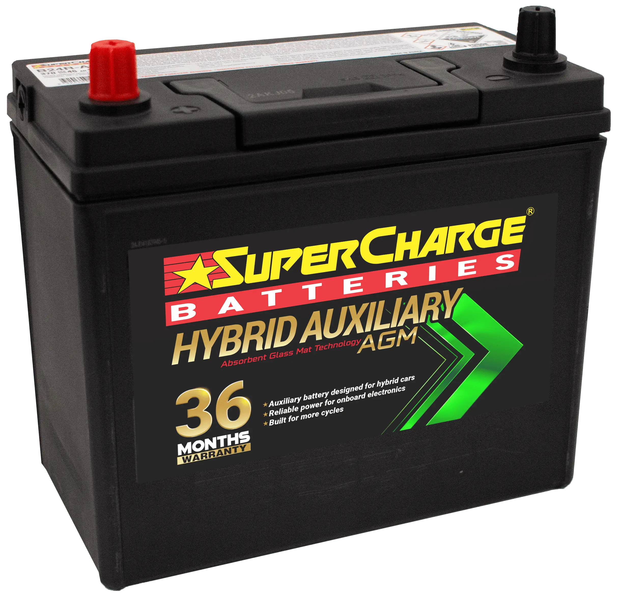 SuperCharge B24R-AGM Start-Stop AGM 12V 370CCA Battery