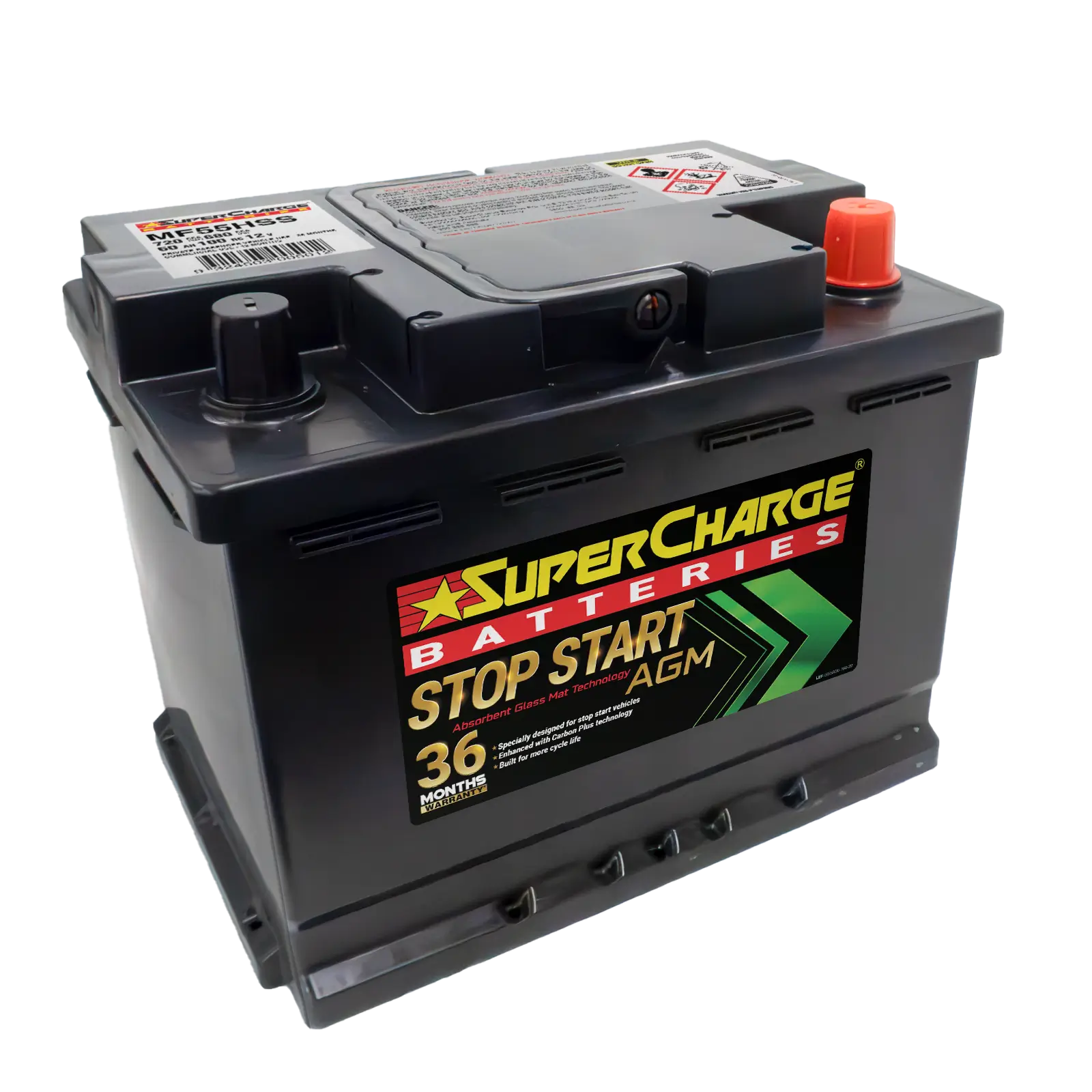 SuperCharge MF55HSS Start-Stop 12V 680CCA Maintenance-Free VRLA AGM Battery