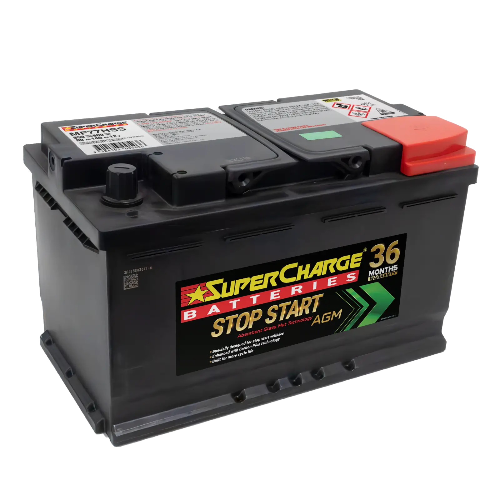 SuperCharge MF77HSS Start-Stop 12V 800CCA Maintenance-Free VRLA AGM Battery