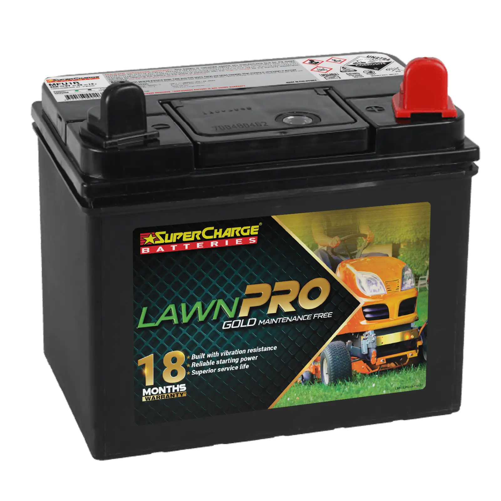 SuperCharge MFU1R 12V 350CCA GoldPlus Lawn Care Battery