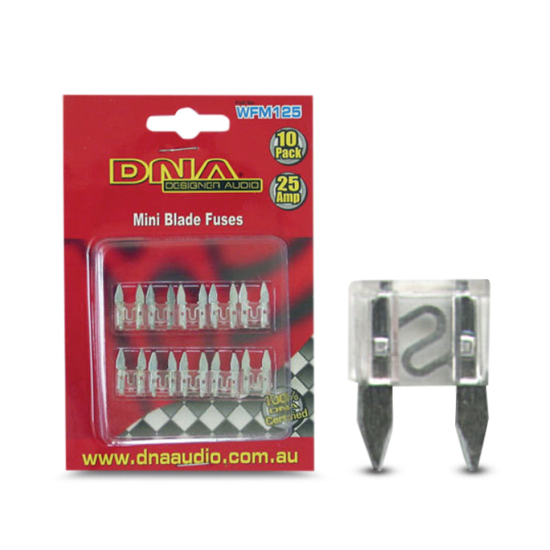 DNA WFM125 25 Amp Mini Blade Fuse - 1 Pack Of 10