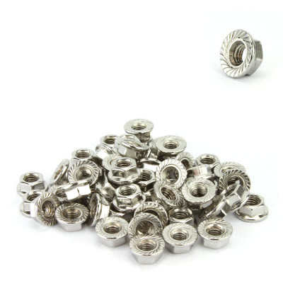 DNA WFN106 M6 Hex Serrated Flange Nut 201 Stainless Steel – 100 Pack
