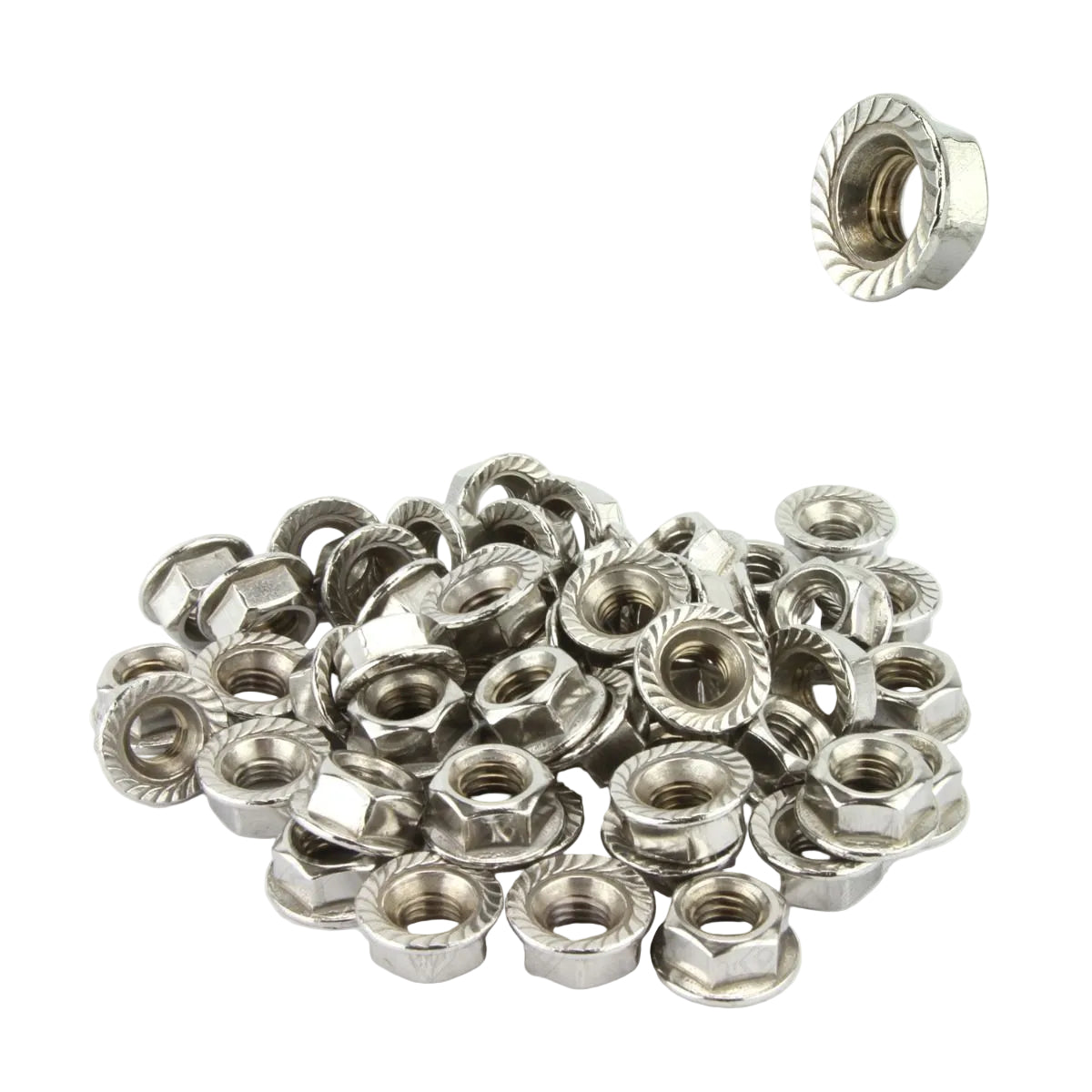 DNA WFN108 M8 Hex Serrated Flange Nut 201 Stainless Steel – 100 Pack