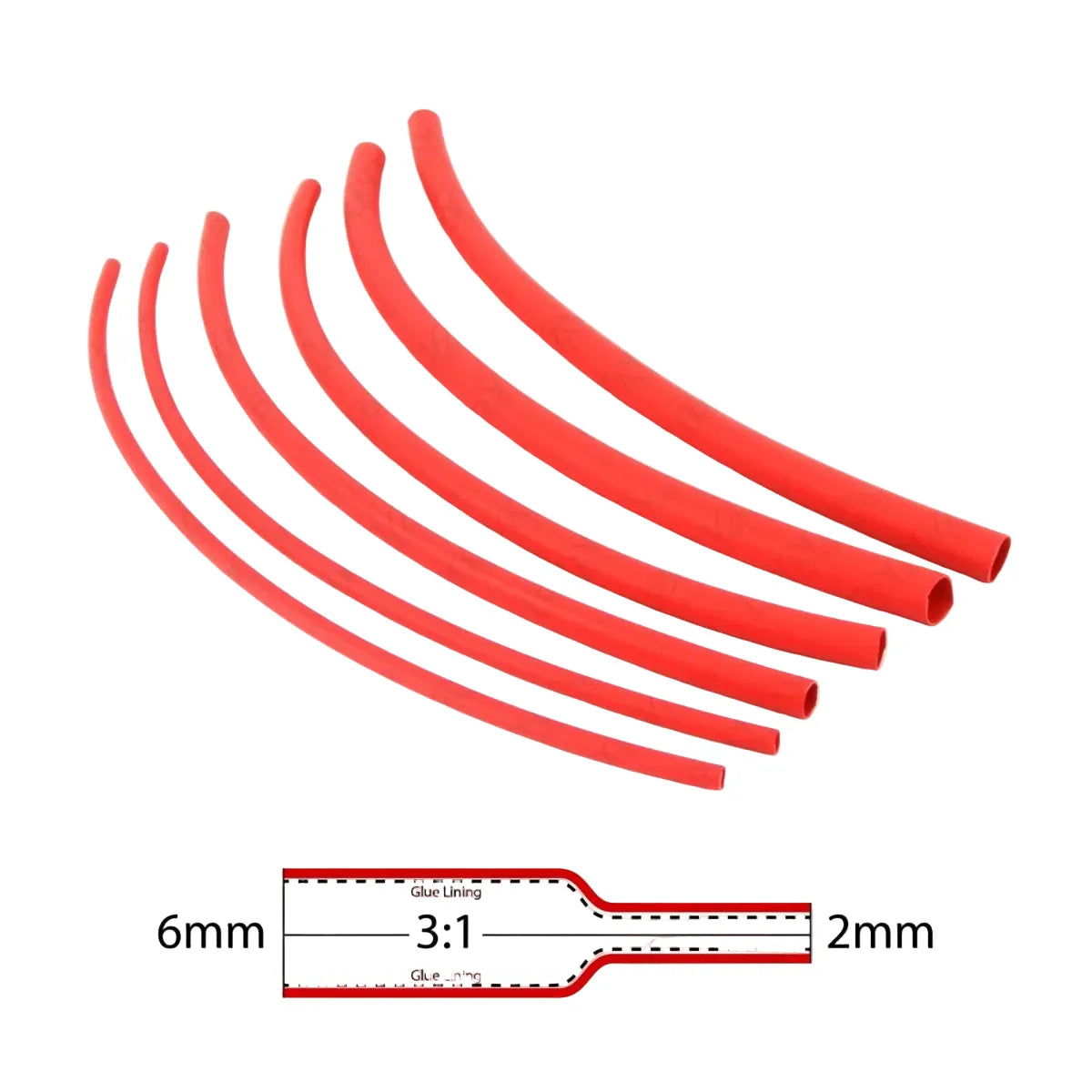 DNA WGH106 Heatshrink with Glue Red 6mm – 10pieces per Pack