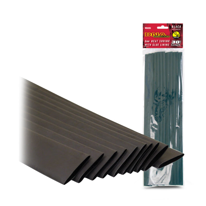 DNA WGH206 6mm Black Heatshrink With Glue - 1 Pack Of 10