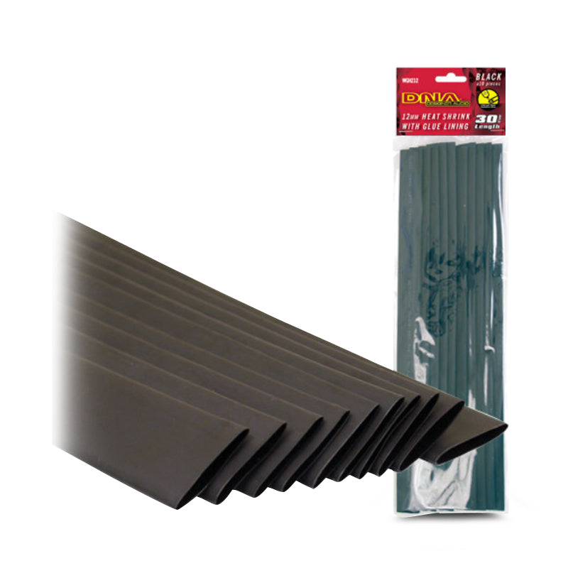 DNA WGH212 12mm Black Heatshrink With Glue - 1 Pack Of 10