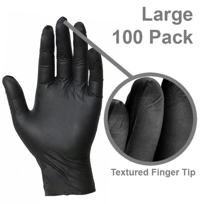 DNA WNG001BL Black Nitrile Gloves Large – 100 Pack