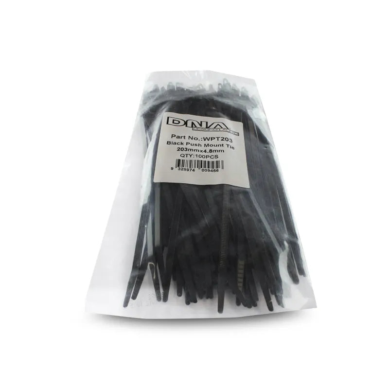 DNA WPT203 203mm x 4.8mm Push Mount Cable Ties - 100 Pieces