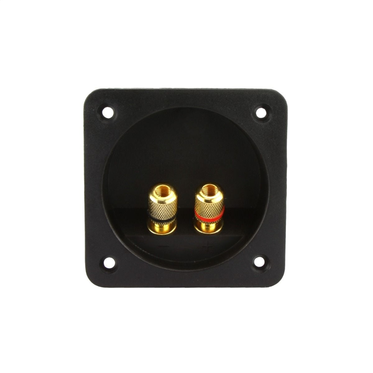 DNA WSC203 Rectangular Round Mount Plastic Speaker Terminal Plate - Professional Panel Mount Terminal with Gold Plated Snap Lock Connectors and Foam Gasket Seal