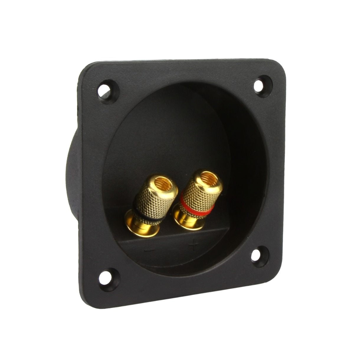 DNA WSC203 Rectangular Round Mount Plastic Speaker Terminal Plate - Professional Panel Mount Terminal with Gold Plated Snap Lock Connectors and Foam Gasket Seal