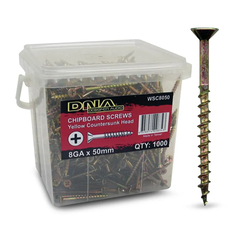 DNA WSC8050 50mm 8 Gauge Chipboard Screws - 1000 Pieces