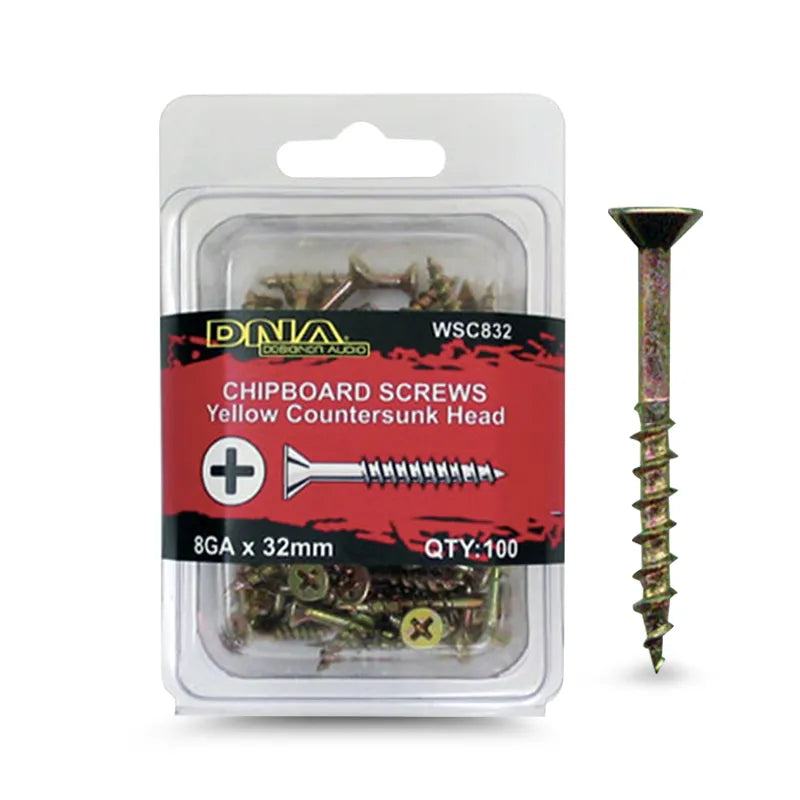 DNA WSC832 32mm 8 Gauge Chipboard Screws - 100 Pieces