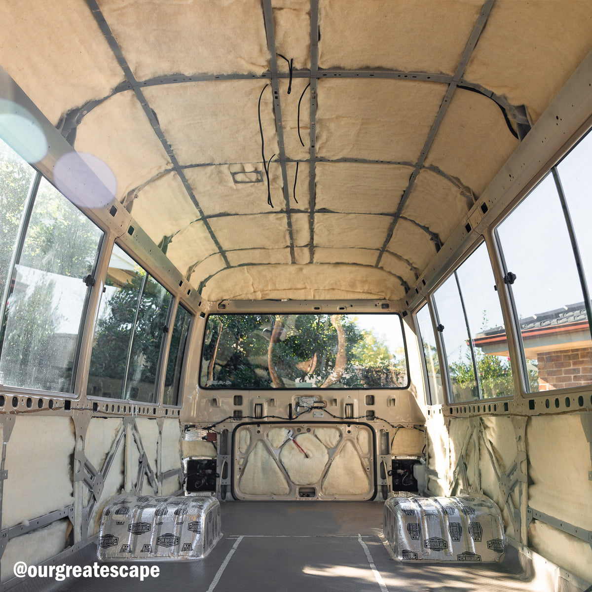 Van interior walls and ceiling insulated with Havelock Wool