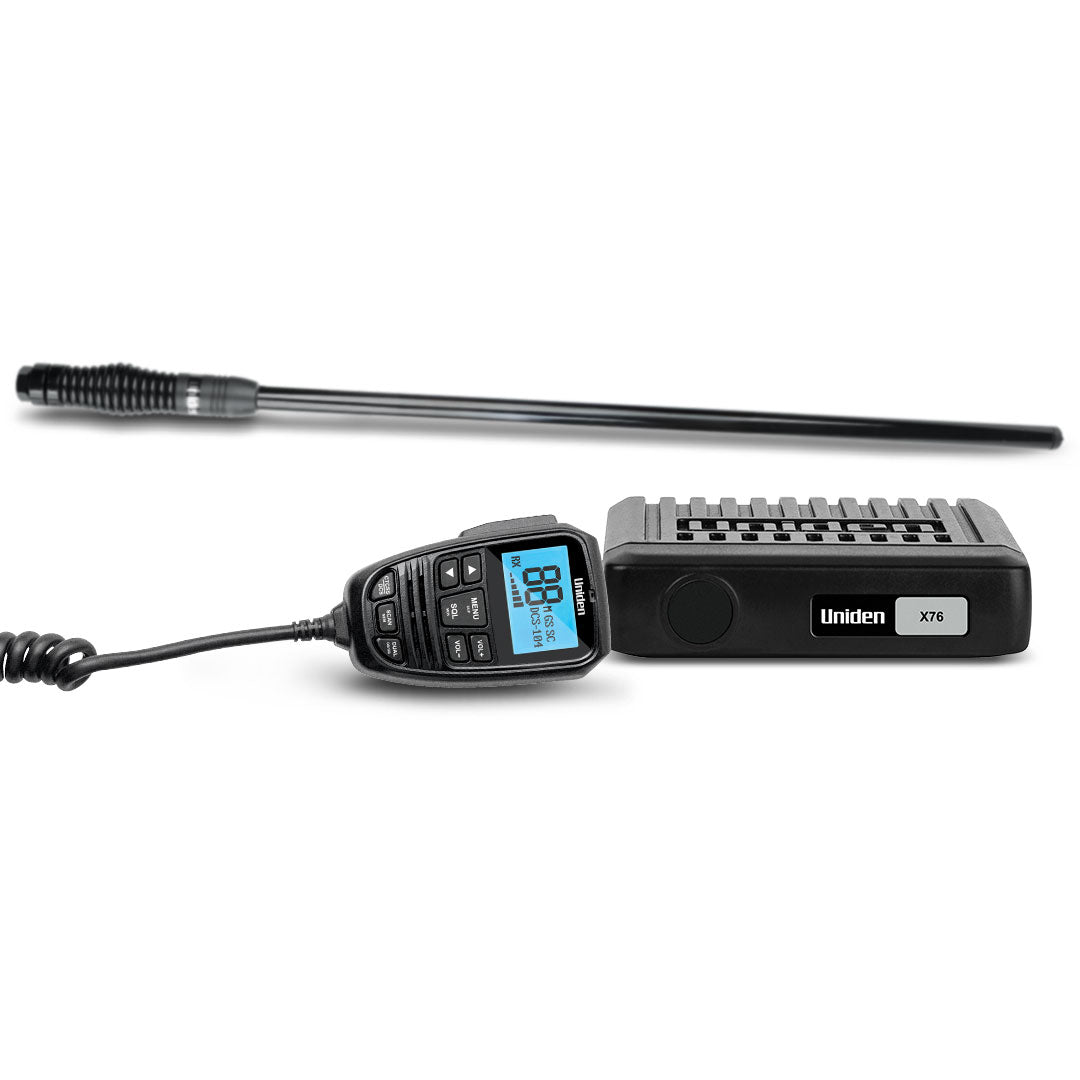 Uniden X76VP Pack 80Ch Radio+AT500BK Black Antenna Full Kit