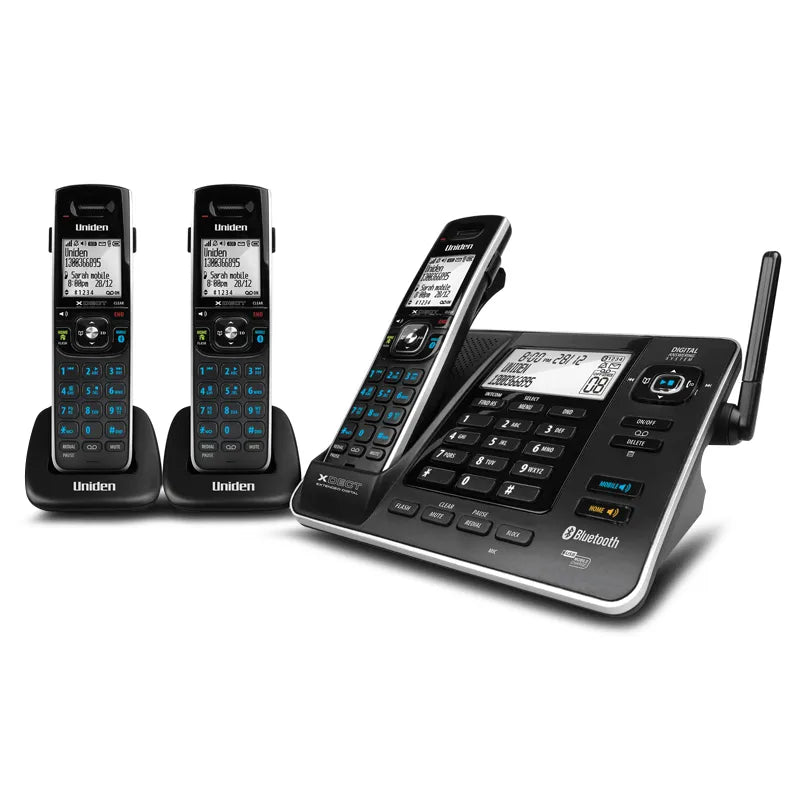 Uniden XDECT 8355 + 2 XDECT® Digital Technology with Integrated Bluetooth®, Power Failure Backup & USB Charging Cordless Phone System