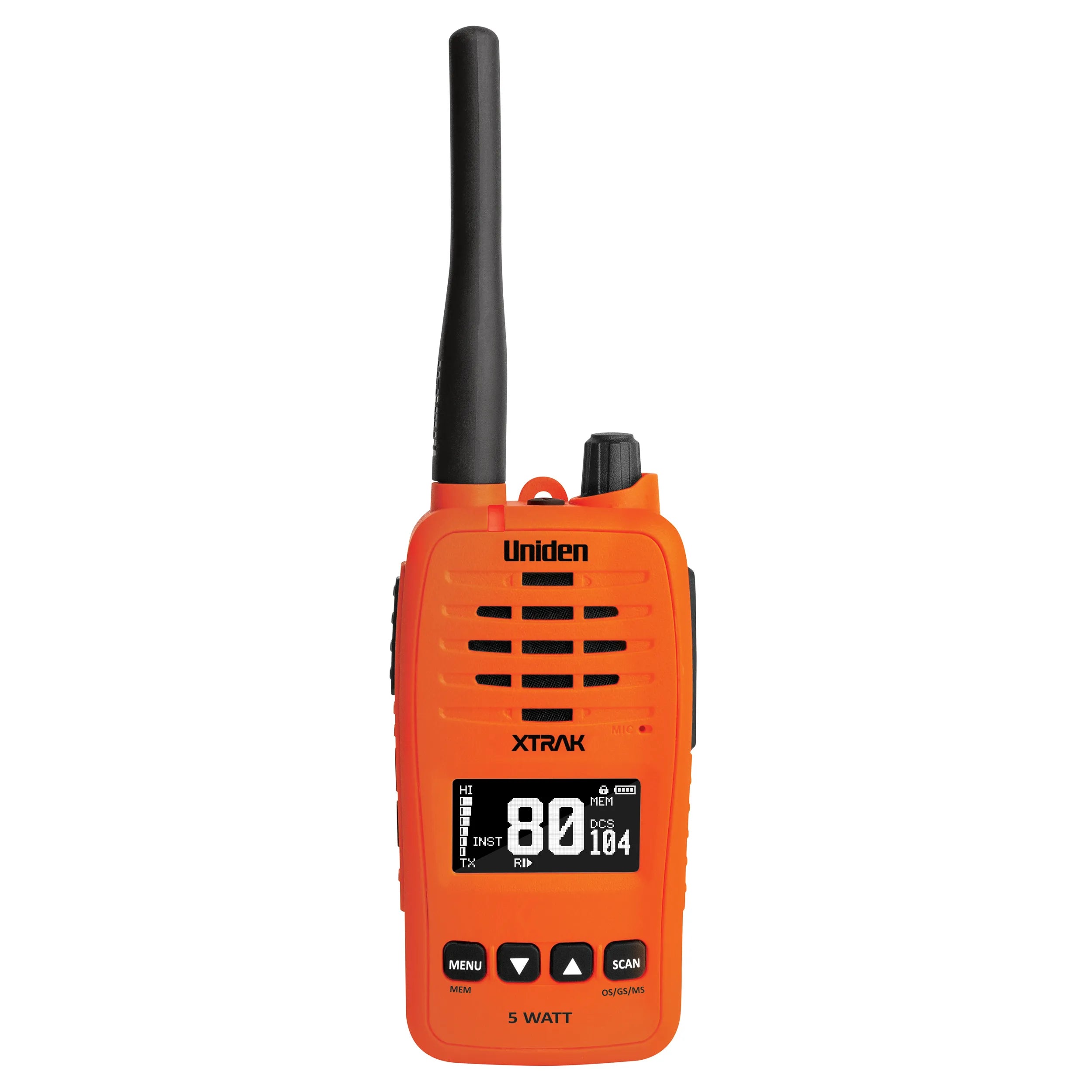 Uniden XTRAK50-O 5 Watt Waterproof Smart UHF Handheld Radio Large OLED Display Instant Replay Function