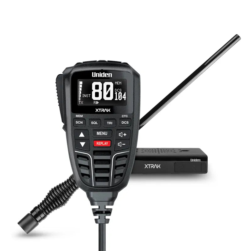 Uniden XTRAK80ADV 12/24V UHF Radio Instant Replay Large OLED ATX890s 3dBi Antenna