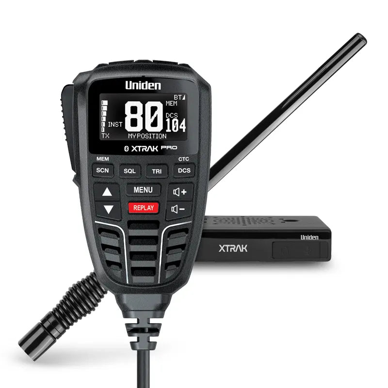 Uniden XTRAK80 PRO 4X4 12/24V Smart UHF Radio Instant OLED ATX970S 3dBi Antenna