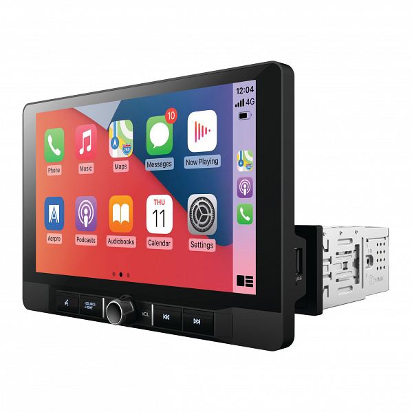 Aerpro AM9XFW multimedia receiver – 9‑inch floating capacitive touchscreen with Apple CarPlay display and app icons
