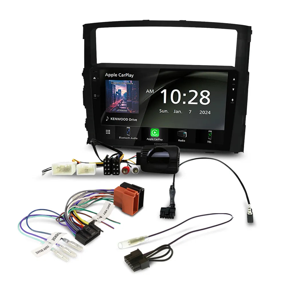 Kenwood DMX80AXS 9-inch AV receiver bundle with HR9-MT001 mounting kit, APP8KE8 adapter, and SWC-APKWPL steering wheel control interface for seamless in-car entertainment and integration