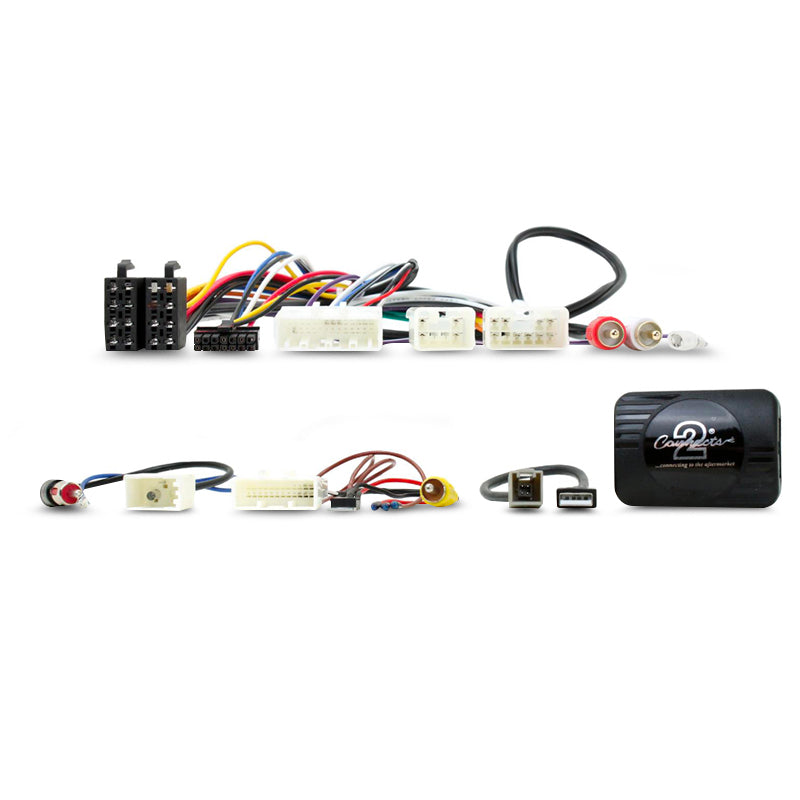 Aerpro CHTO15C Steering Wheel Control Interface, including various cables, connectors, and adaptors, with a black module visible.