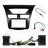 Double DIN black installation kit for Mazda BT-50 including fascia panel, metal brackets, wiring harness, steering wheel control interface, and mounting accessories.