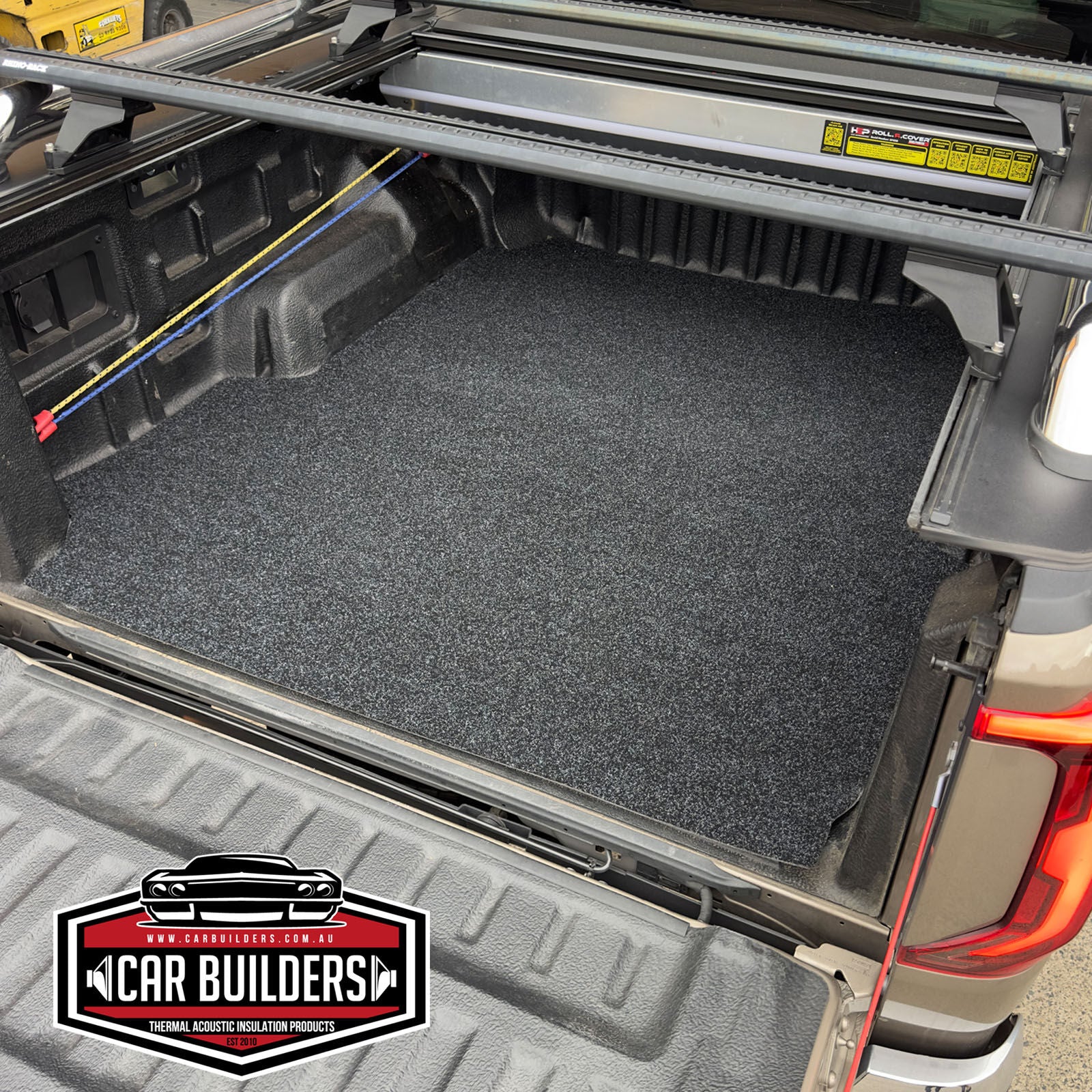 Marine carpet cargo mat fitted in a VW Amarok tub