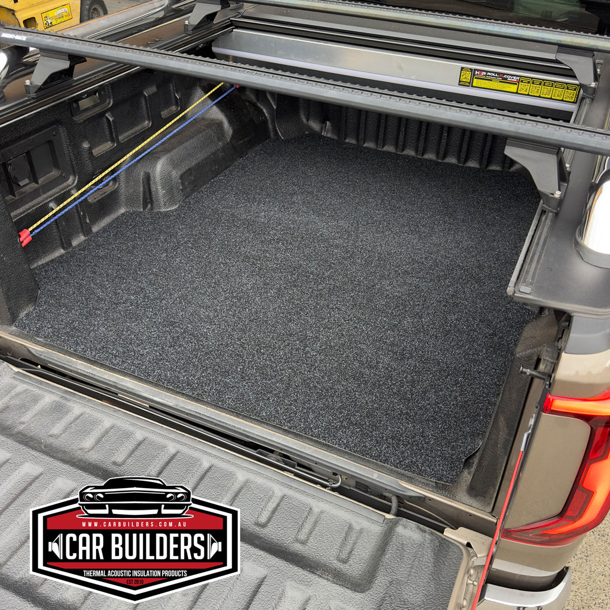 Marine carpet cargo mat fitted in a VW Amarok tub
