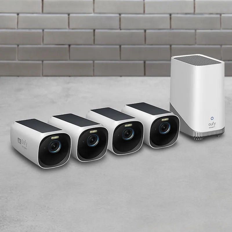 eufy T8873TW1 eufyCam 3 4K Wireless Security Camera 3 (S330) 4-Camera Kit with Homebase 3