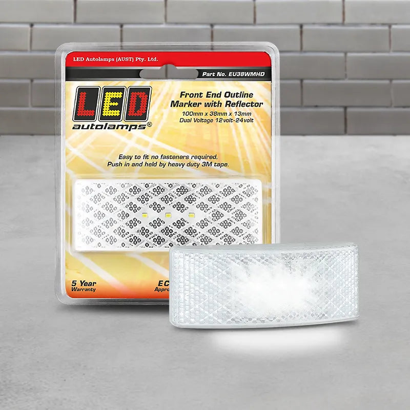 LED Autolamps EU38WMHD 12-24V Front Marker LED White With Reflector Perm Mount