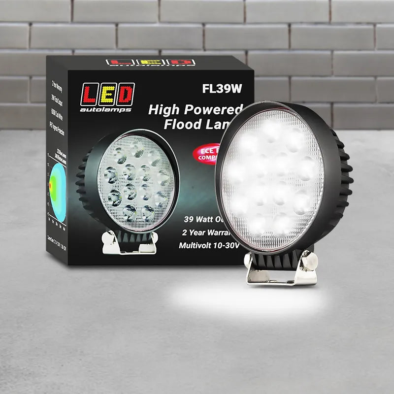 LED Autolamps FL39W 10/30V Heavy Duty 39 Watt Flood Lamp Black Die Cast Alloy