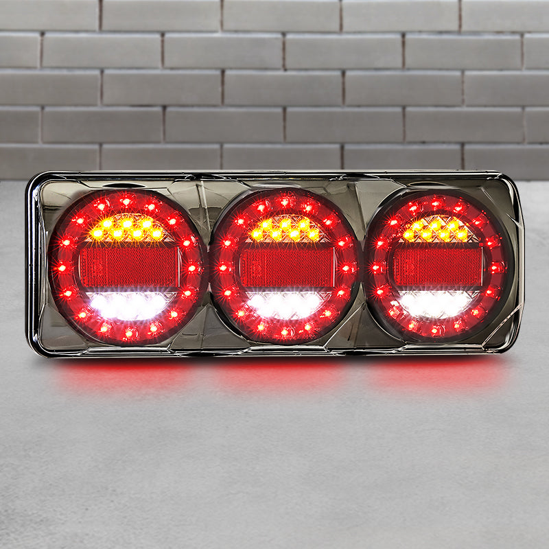 LED Autolamps MAXILAMPC3XRWB 12/24V Maxilamp Stop/Tail/Indicator/Reverse/Reflector Combo Lamp Black Chrome