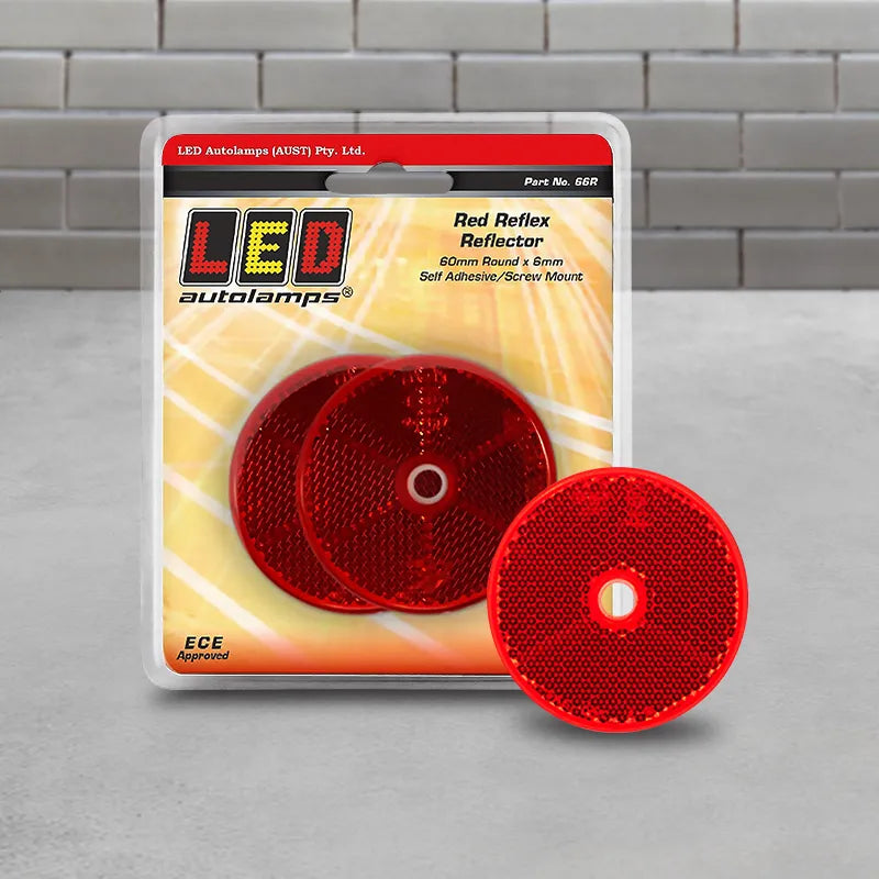 LED Autolamps 66R Twin Blister Red Round Reflector Ece App