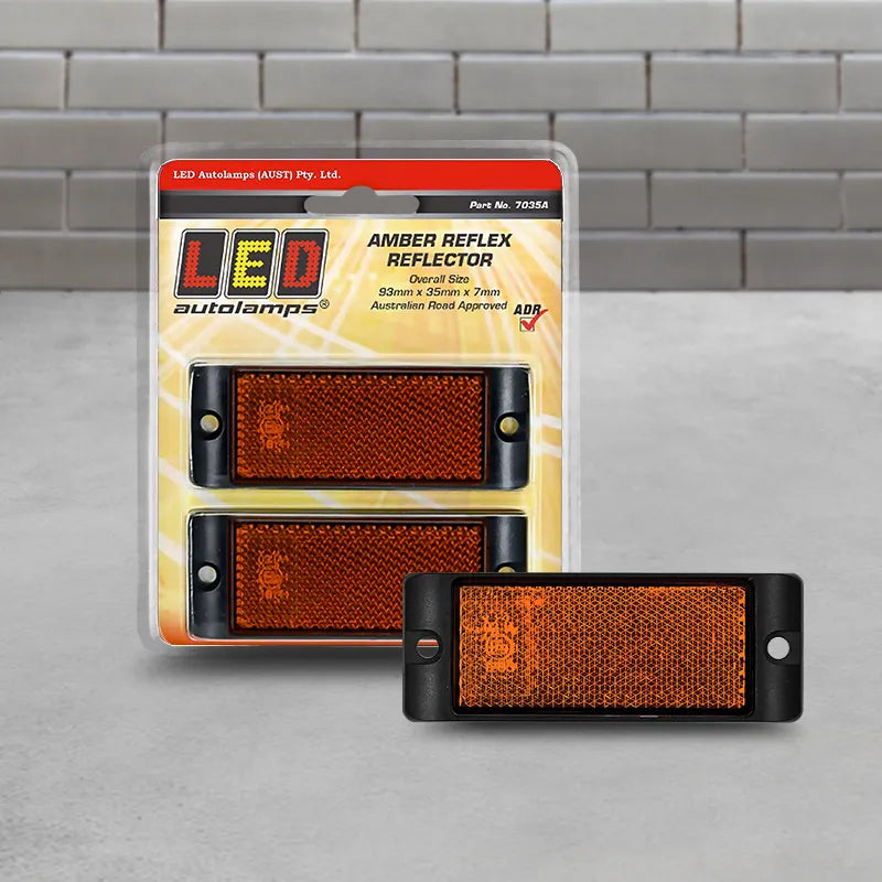 LED Autolamps 7035A Amber Reflector With Mounting Bracket Twin Blister Pack